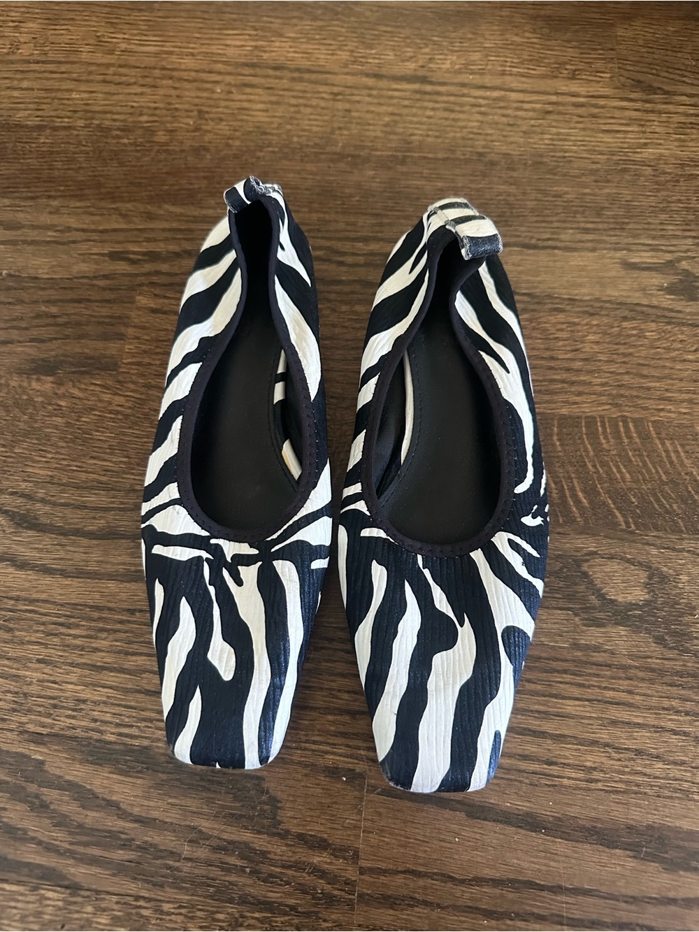 Zebra Print Square Toe Ballet Flats